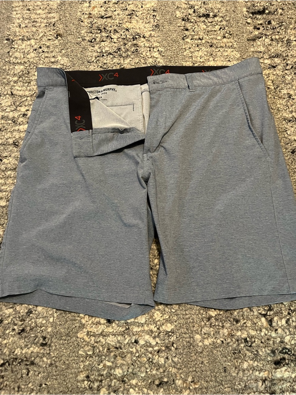 Johnston & Murphy Light Gray Performance Flat-Front Shorts